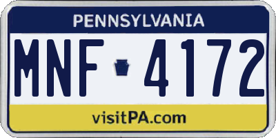 PA license plate MNF4172