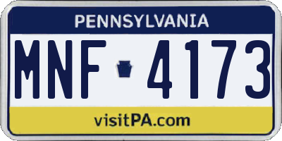PA license plate MNF4173