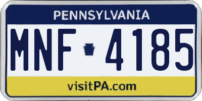 PA license plate MNF4185