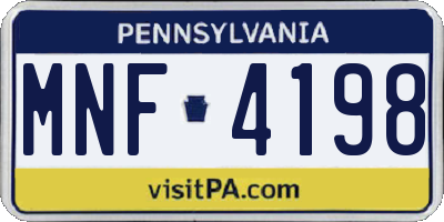 PA license plate MNF4198