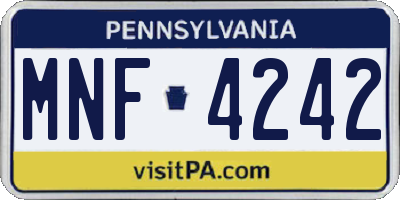 PA license plate MNF4242