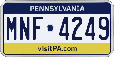 PA license plate MNF4249