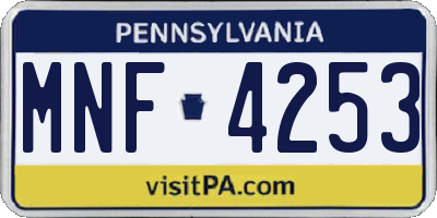 PA license plate MNF4253