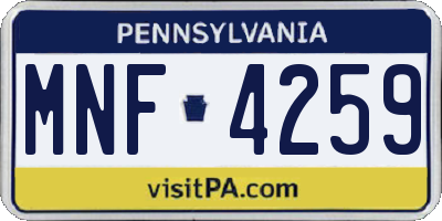 PA license plate MNF4259