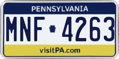 PA license plate MNF4263