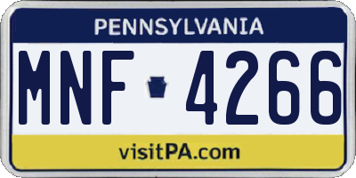 PA license plate MNF4266