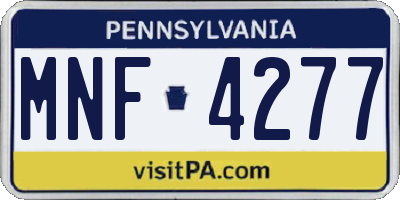 PA license plate MNF4277