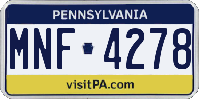 PA license plate MNF4278