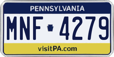 PA license plate MNF4279