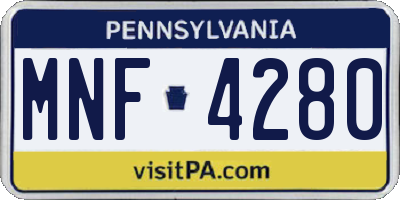 PA license plate MNF4280