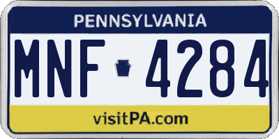 PA license plate MNF4284