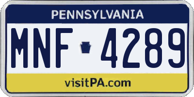 PA license plate MNF4289
