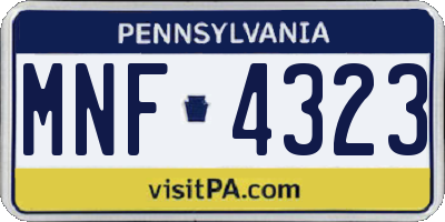 PA license plate MNF4323