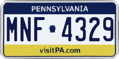 PA license plate MNF4329