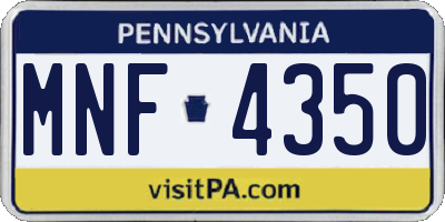 PA license plate MNF4350