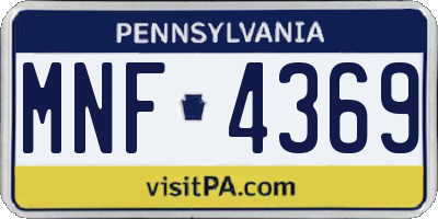 PA license plate MNF4369