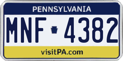 PA license plate MNF4382