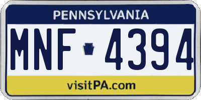PA license plate MNF4394