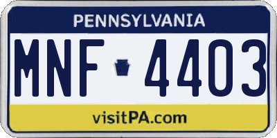 PA license plate MNF4403