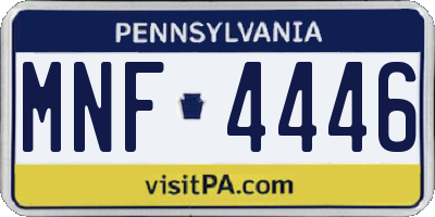 PA license plate MNF4446
