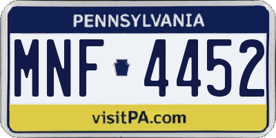 PA license plate MNF4452