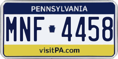 PA license plate MNF4458