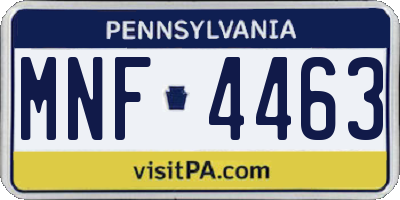 PA license plate MNF4463