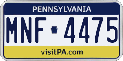 PA license plate MNF4475
