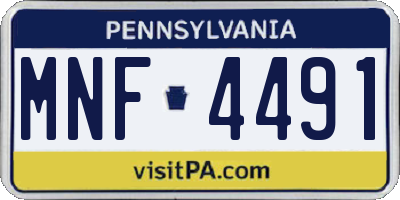 PA license plate MNF4491