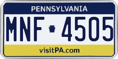 PA license plate MNF4505
