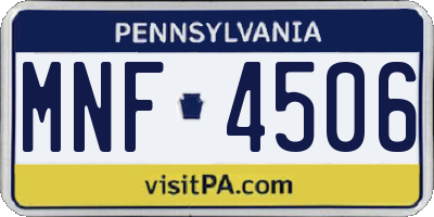 PA license plate MNF4506