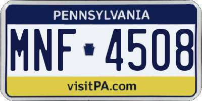 PA license plate MNF4508