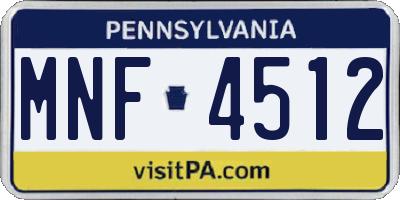 PA license plate MNF4512