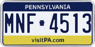 PA license plate MNF4513
