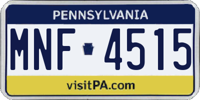 PA license plate MNF4515