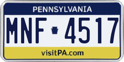PA license plate MNF4517