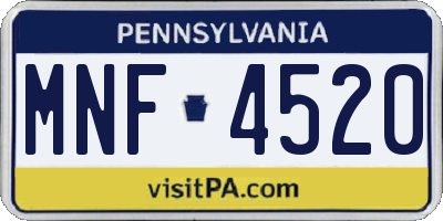PA license plate MNF4520