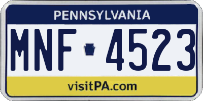 PA license plate MNF4523