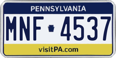 PA license plate MNF4537