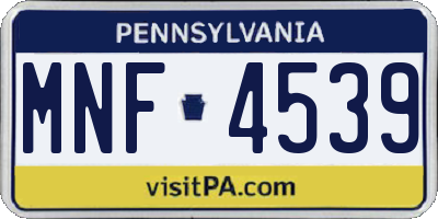 PA license plate MNF4539