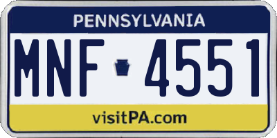 PA license plate MNF4551