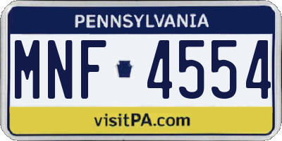 PA license plate MNF4554