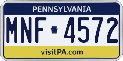 PA license plate MNF4572