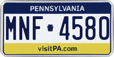 PA license plate MNF4580