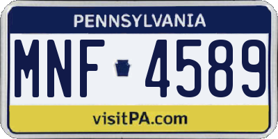 PA license plate MNF4589