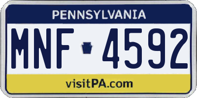 PA license plate MNF4592