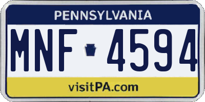 PA license plate MNF4594