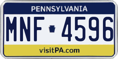 PA license plate MNF4596