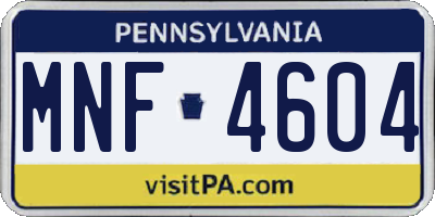 PA license plate MNF4604