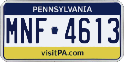 PA license plate MNF4613